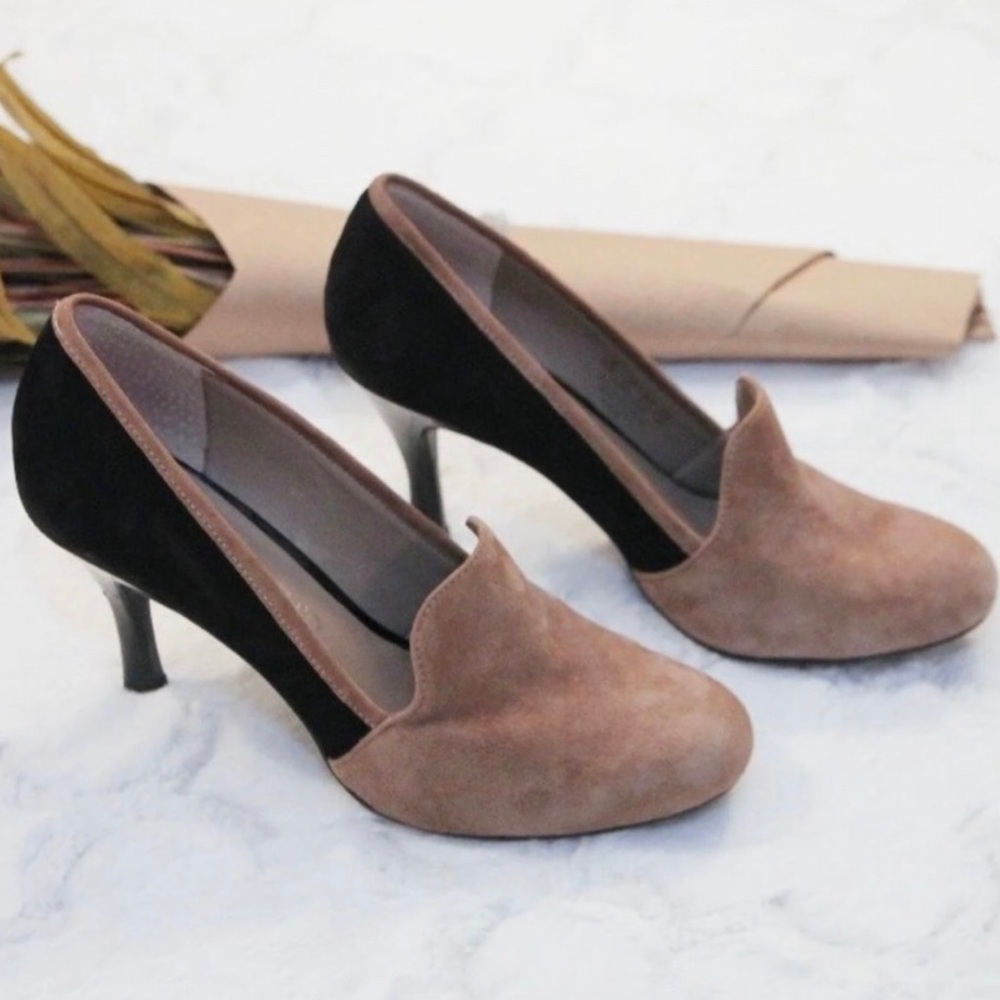 Franco Sarto colorblock suede heels